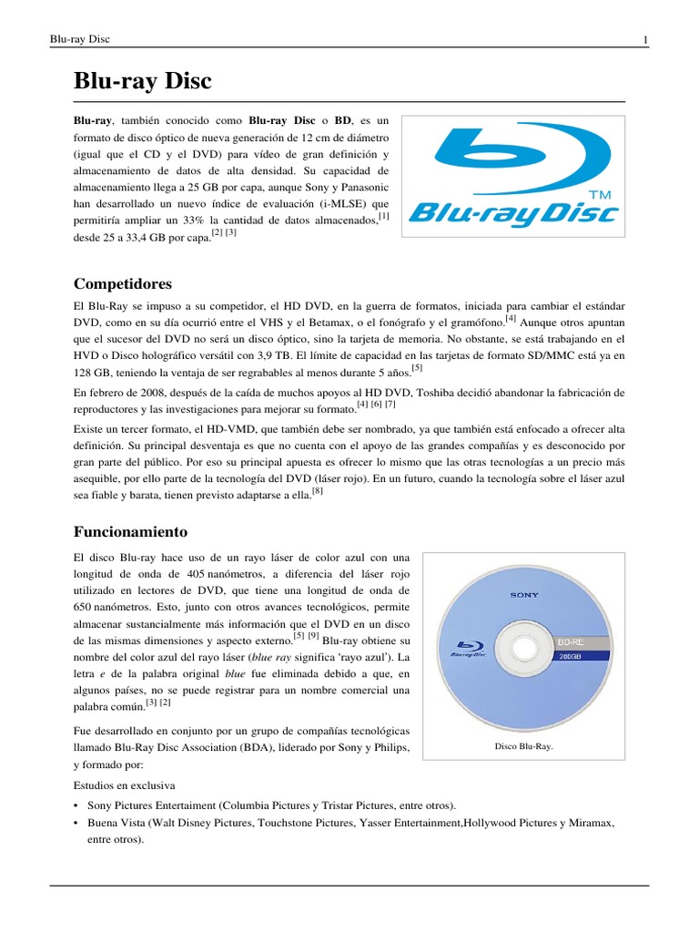 Blu Ray Disc PDF | PDF | Blu Ray | Televisión de alta definición