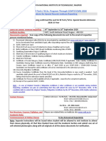 Admission To M Tech / M.Sc. Program Through CCMT/CCMN 2020: Instructions For Special Rounds Institute Reporting