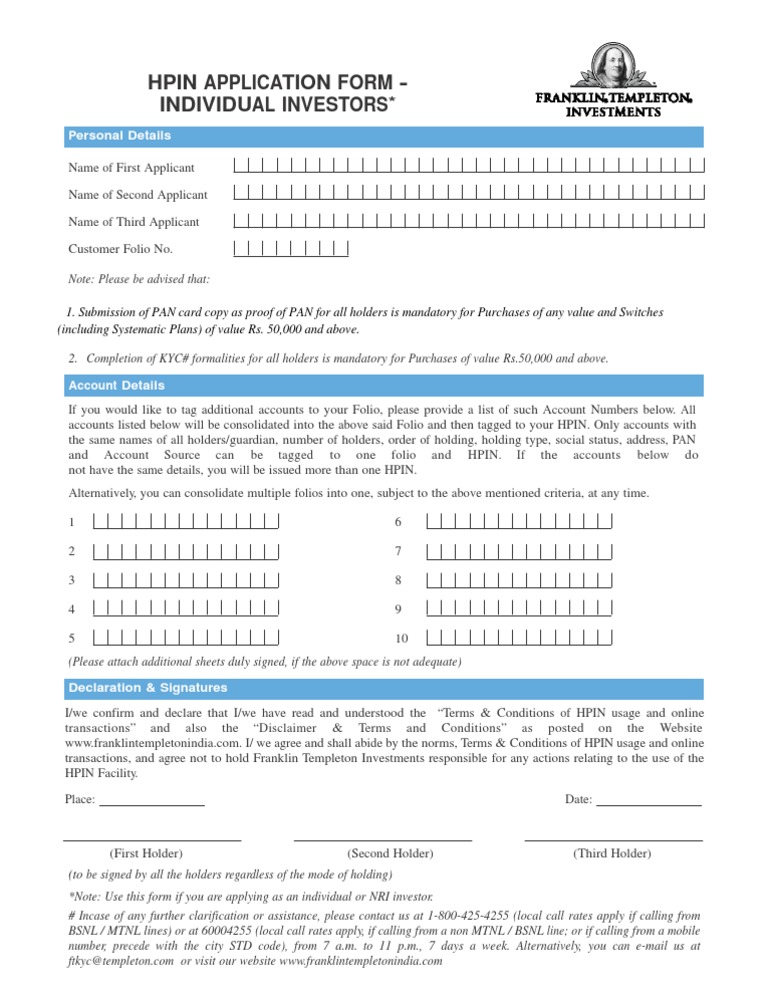 Franklin Mutual Fund PIN Generation Form PDF Financial Services