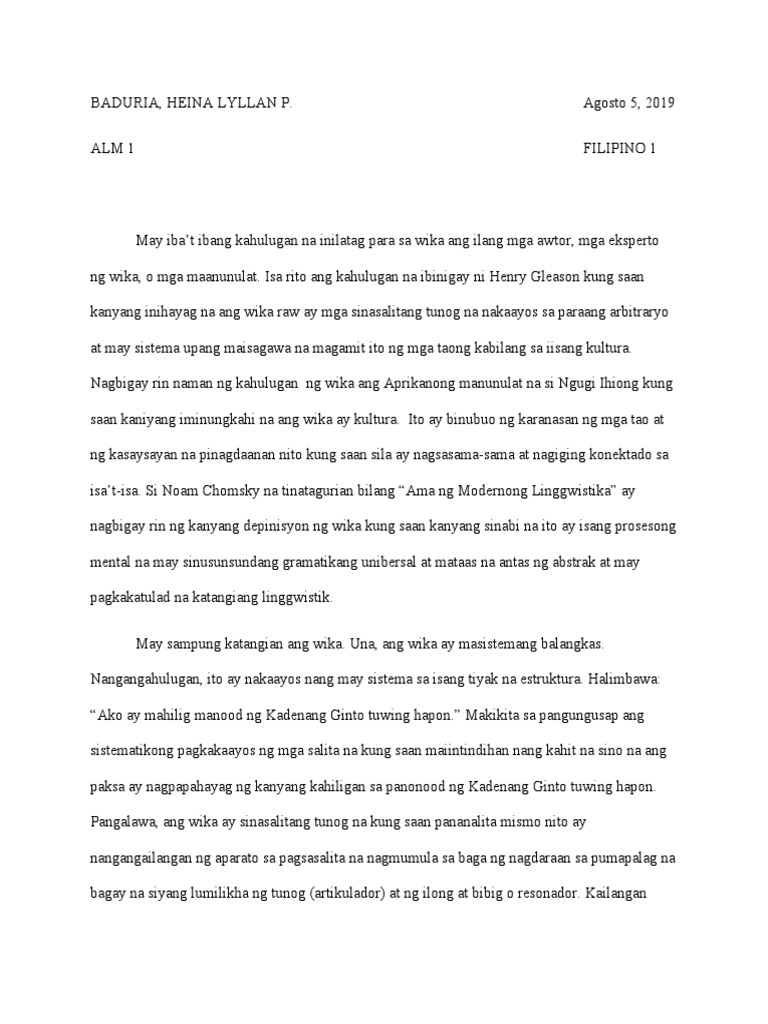 Filipino Assignment - Wika | PDF