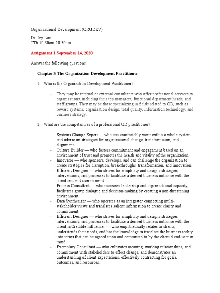 Assignment 1CHap 3,4,5 | PDF | Organization Development | Goal