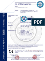 Certificate of Compliance: Certificate's Holder: Zhejiang Benyu Tools Co., LTD