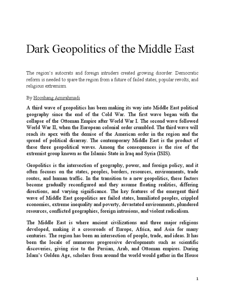 Middle East Geopolitics Unveiled | PDF | Islamic State Of Iraq And The ...