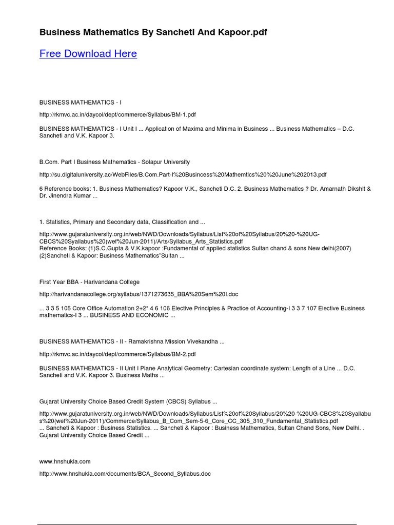 BUSINESS MATHEMATICS BY SANCHETI AND KAPOOR SOLUTION PDF FREE DOWNLOAD intelligence overview