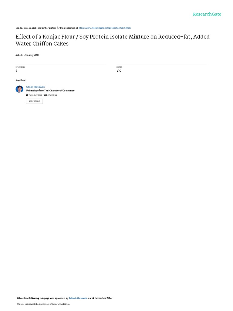 Effect of A Konjac Flour Soy Protein Isolate Mixtu PDF Flour