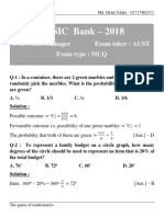 BASIC Bank - 2018: Post: Asst. Manager Exam Taker: AUST Exam Type: MCQ