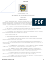 Un Unoff C Al Translat On Law of Mongolia On Trade Marks and Geographical Indications Chapter One General Prov S Ons