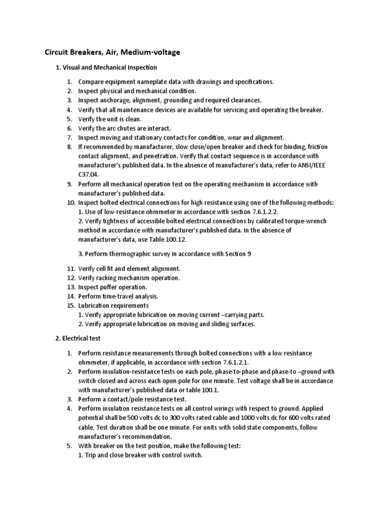 Medium Voltage Circuit Breaker Testing Guide | PDF | Switch ...