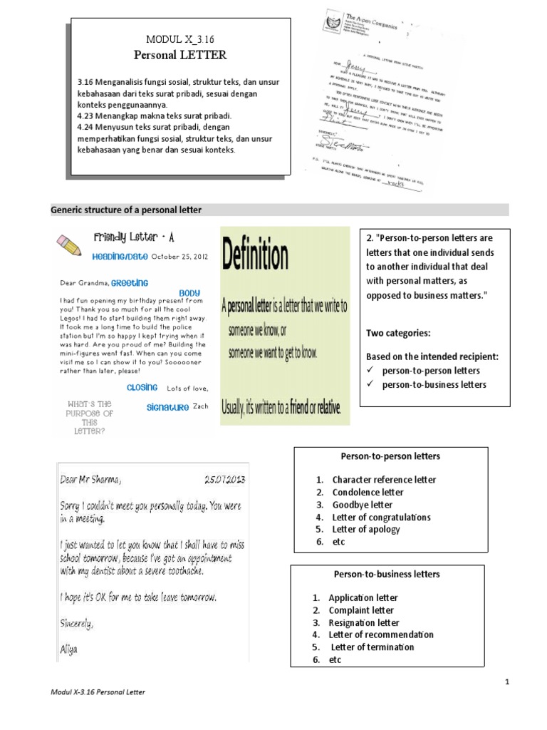 Personal Letter Structure and Examples | PDF