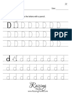 Printing The Letter D. Trace The Letters With A Pencil.: Name: Date