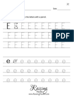Printing The Letter E. Trace The Letters With A Pencil.: Name: Date
