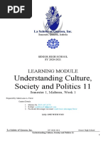 Understanding Culture, Society and Politics 11: Learning Module