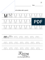Printing The Letter M. Trace The Letters With A Pencil.: Name: Date