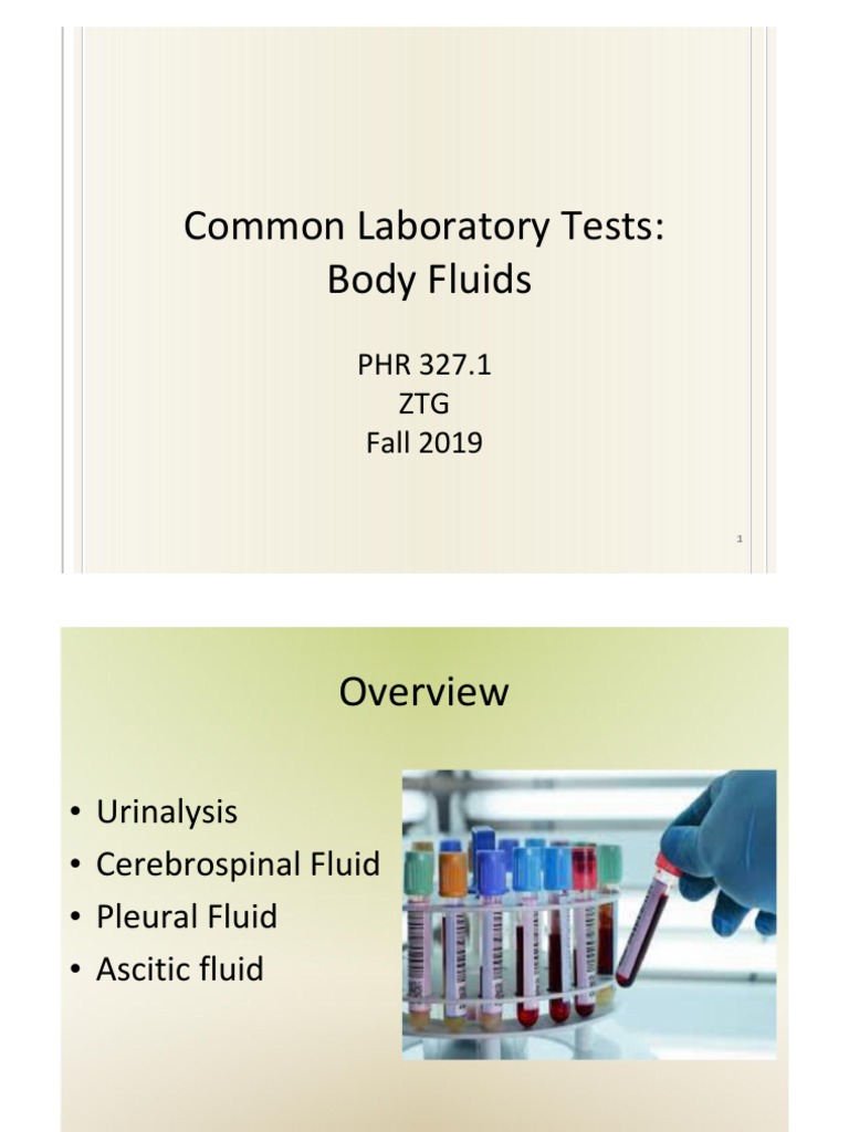 Common Laboratory Tests:: Body Fluids | PDF | Cerebrospinal Fluid ...