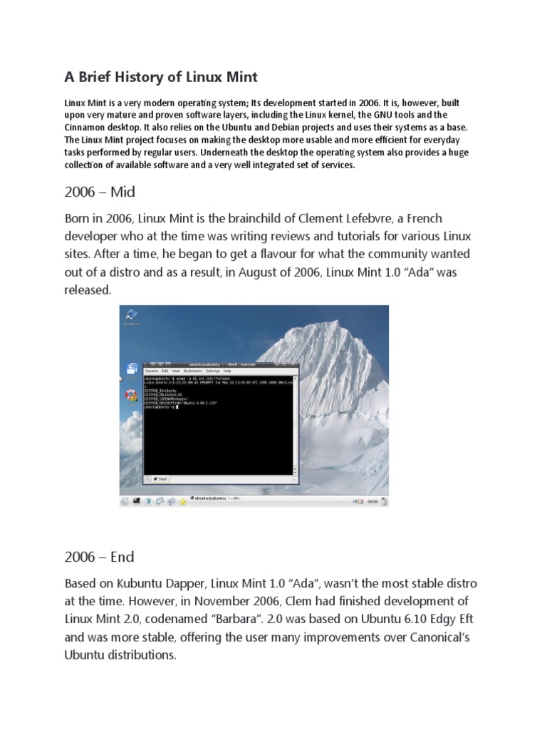 A Brief History of Linux Mint | PDF | Desktop Environment | Linux