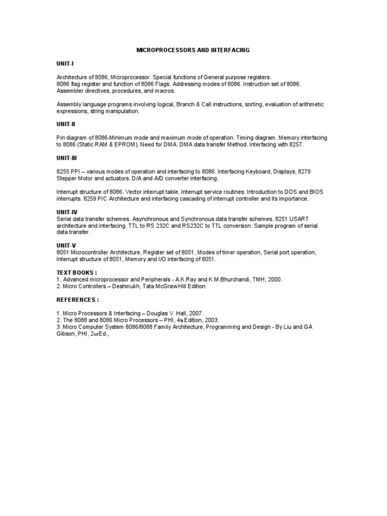 Microprocessors and 8051 Interfacing Guide | PDF | Microcontroller ...
