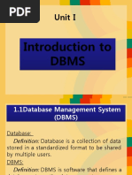 Unit I: Introduction To Dbms Introduction To Dbms