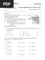 Worksheet 4.1: Linear Inequalities in Two Unknowns