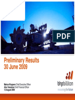 Preliminary Results 30 June 2009: Spence, Chile