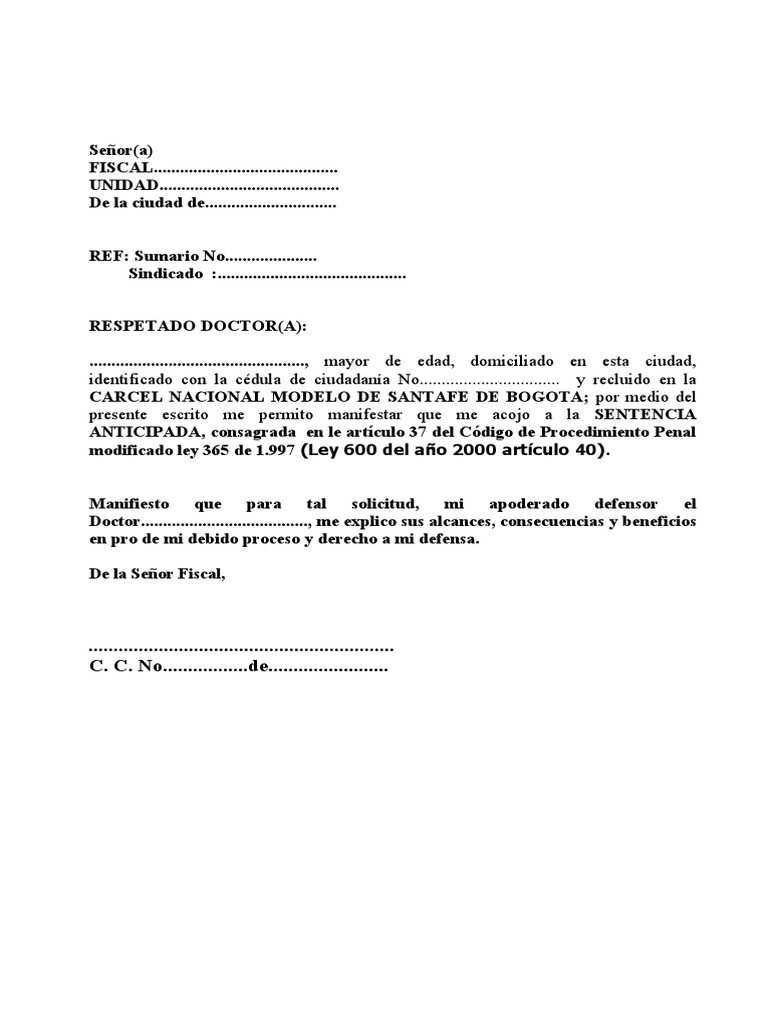 Memorial Solicitud Sentencia Anticipada | PDF