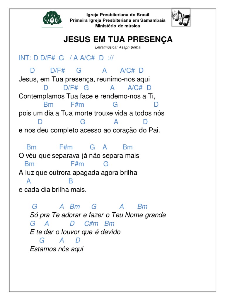 JESUS EM TUA PRESENÇA LYRICS by ASAPH BORBA: Jesus em Tua presença