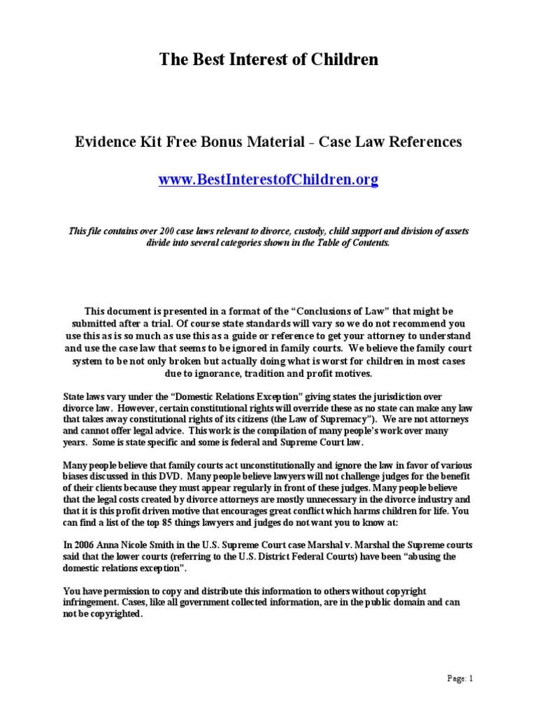 Case Law References Child Custody and Support PDF Fourteenth Amendment To The United States