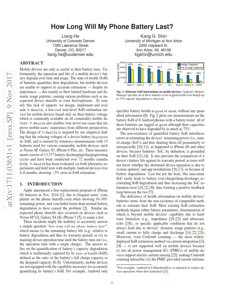How Long Will My Phone Battery Last? Liang He Kang G. Shin PDF I