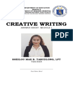 Creative Writing Answer Sheet
