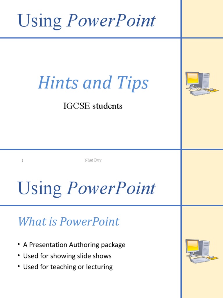 Using Powerpoint Hints and Tips PDF