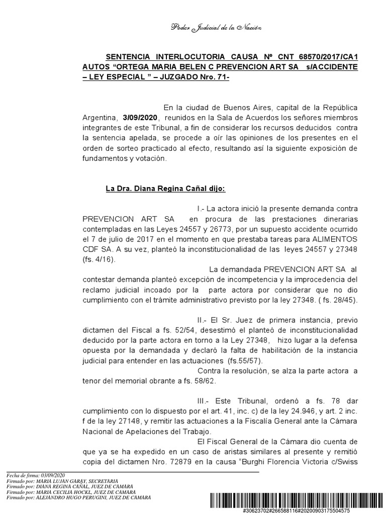 Sentencia Interlocutoria sobre Accidentes | PDF | Caso de ley | Juez