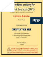 Bhaktivedānta Academy For Culture & Education (BACE) : Certificate of Participation
