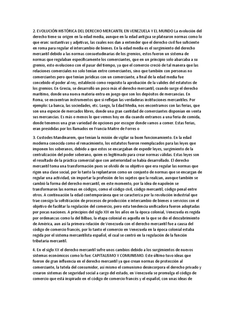 Evolucion Del Derecho Mercantil en Venezuela