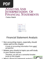 Nalysis ND Nterpretation F Inancial Tatements - : Taskin Shakib
