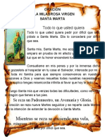 Oración A La Milagrosa Virgen de Santa Marta