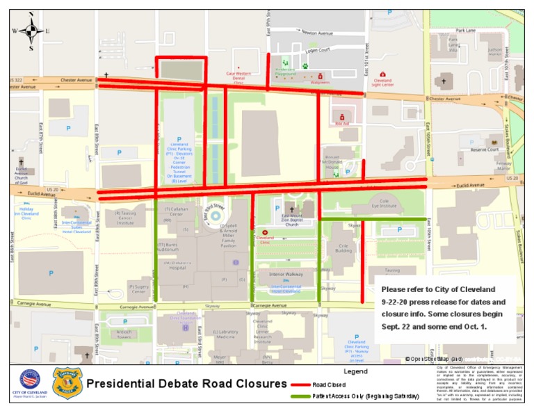 Map of Road Closures Ahead of Presidential Debate. PDF