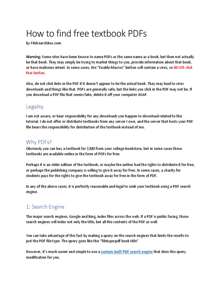 Free Textbook PDF Search Guide | PDF | Web Search Engine | Textbook