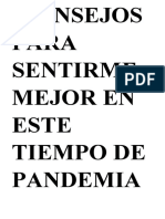 Consejos para Sentirme Mejor en Este Tiempo de Pandemia para Los y Las Adolecentes