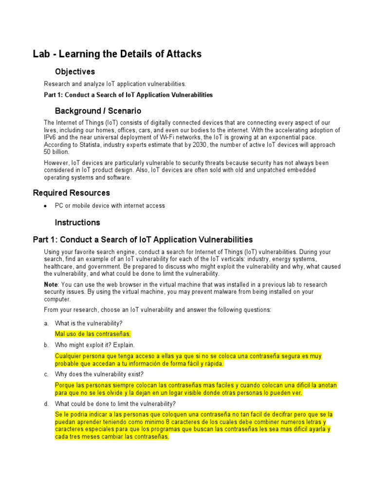IoT Vulnerability Analysis Lab | PDF | Internet Of Things ...