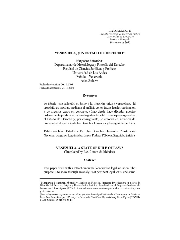 Estado de Derecho y Seguridad Jurídica en Venezuela | PDF | Hugo Chavez ...