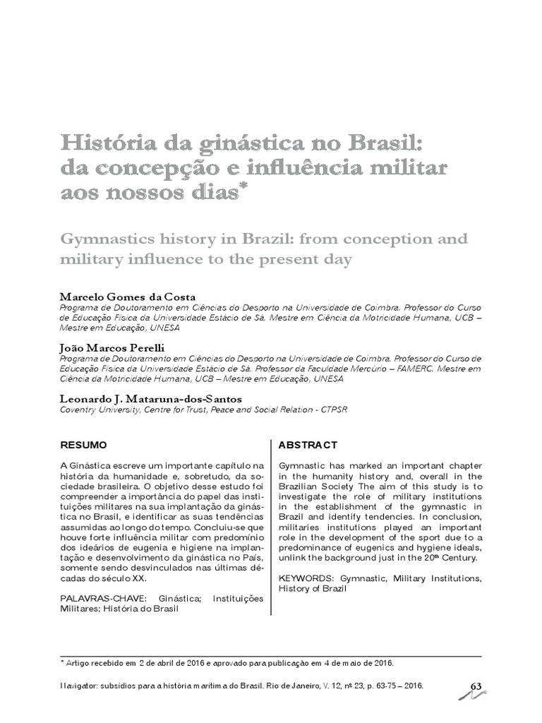 História da ginástica militar no Brasil | PDF | Ginástica | Brasil