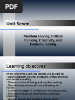 Unit 7 Problem Solving Critical Thinking Creativity and Decision Makingppt