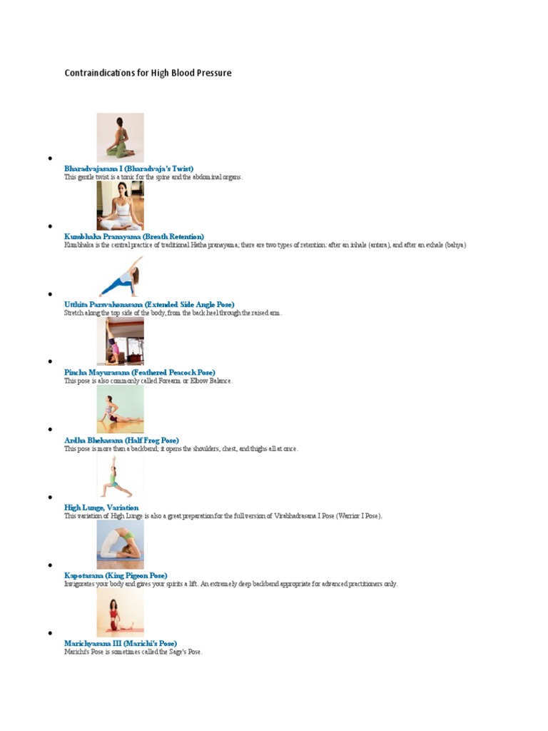 Yoga Poses Contraindicated for Hypertension | PDF | Physical Exercise ...