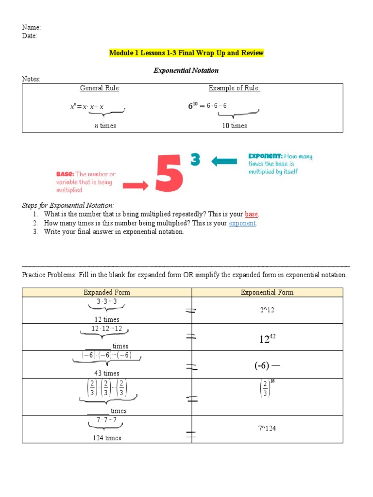 Exponential Notation: Rules & Practice | PDF | Exponentiation ...