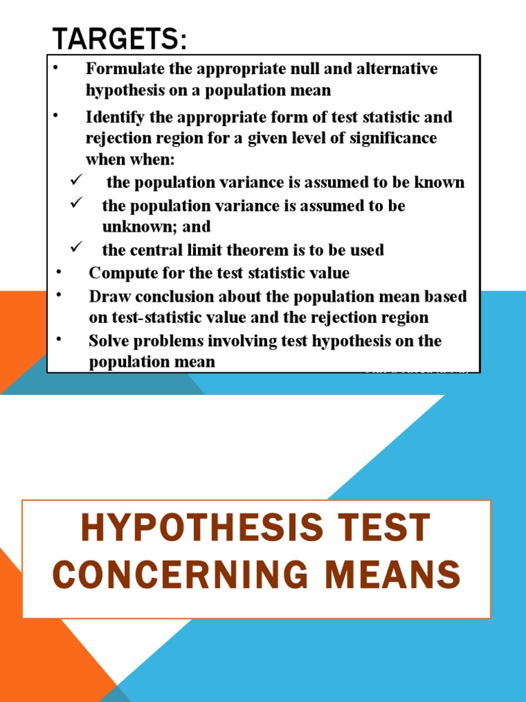 Hypothesis Testing for Population Means | PDF | Student's T Test ...