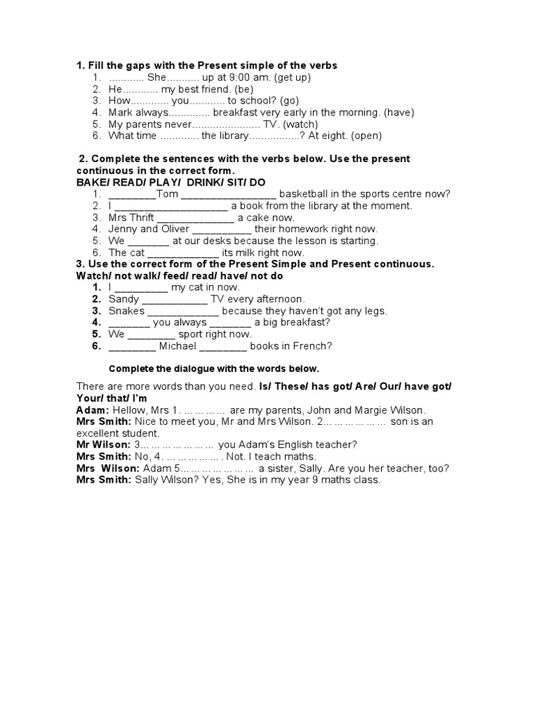 Complete The Dialogue With The Words Below | PDF