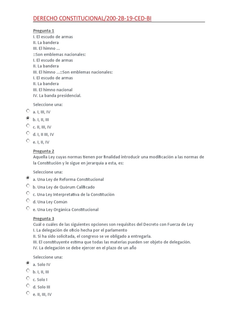 Examen de Derecho Constitucional | PDF | Constitución | Regulación