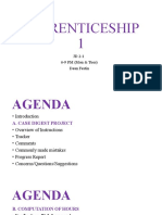 Apprenticeship 1: JD 2-1 6-9 PM (Mon & Tues) Dean Festin