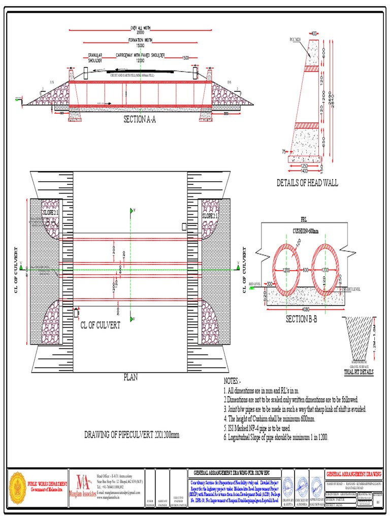 Pipe Culvert Design Drawing Details | PDF | Nature