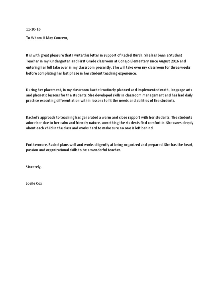 Letter Of Rec Resume Template