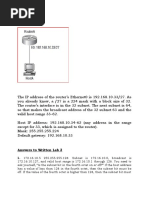 Answers To Written Lab 3: 1. 172.16.10.5 255.255.255.128: Subnet Is 172.16.10.0, Broadcast Is